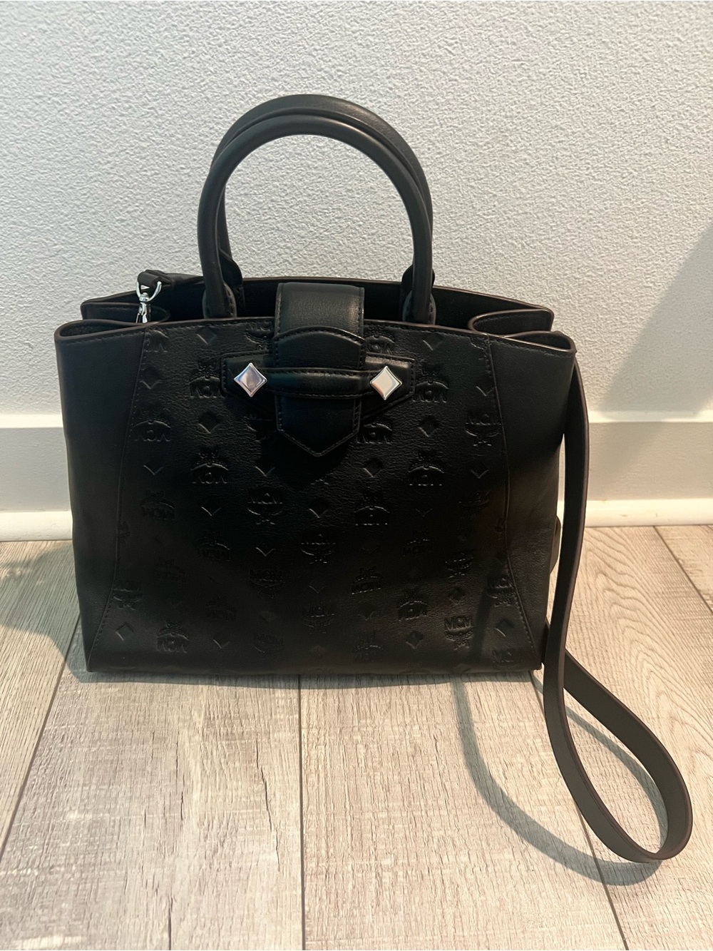 MCM Monogram Tote with Top Handles W Strap